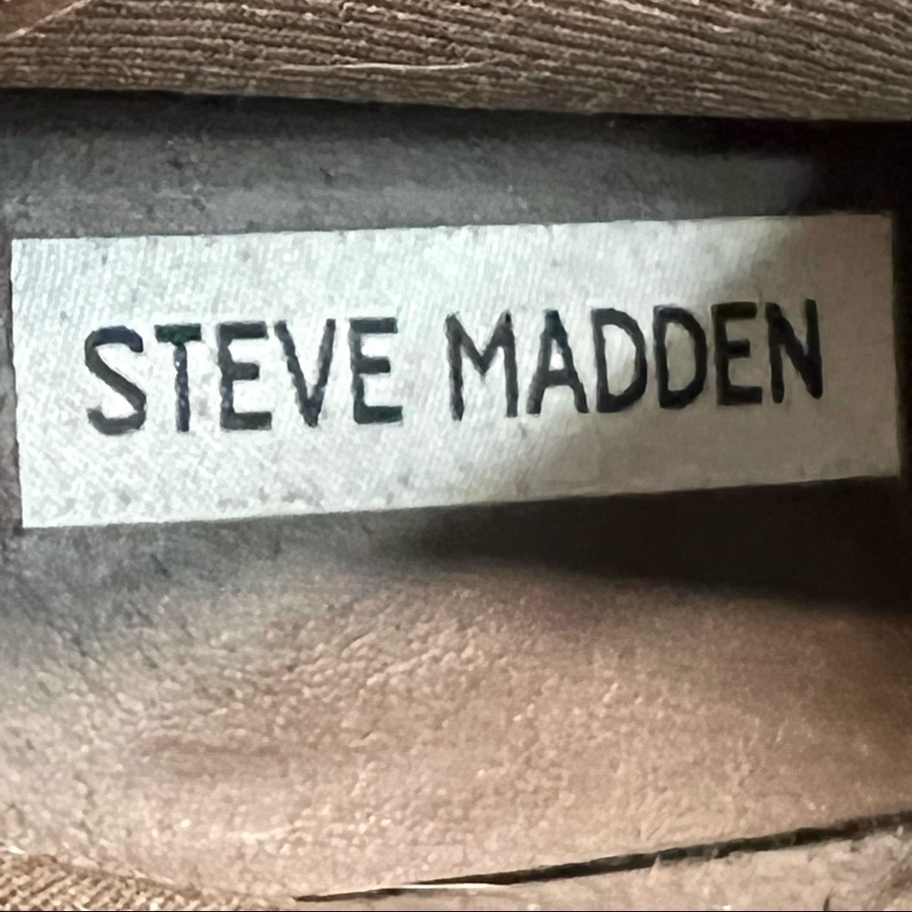 Steve Madden Plover Brown Suede Leather Stack Heeled Booties - Picture 12 of 13